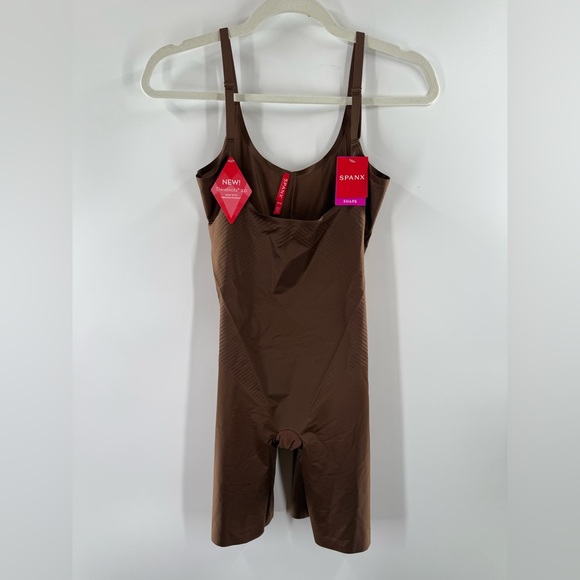 NWT Spanx Chestnut M SPANXshape Invisible Open-Bust Mid-Thigh Bodysuit - Picture 7 of 12